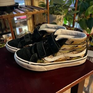 Vans Kids Black and Camouflage High-Top Sneakers